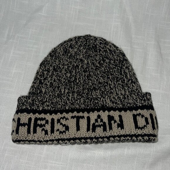 Unisex $660 Christian Dior One Size D-White Black Beige Wool/Cashmere Beanie Hat - Picture 1 of 6
